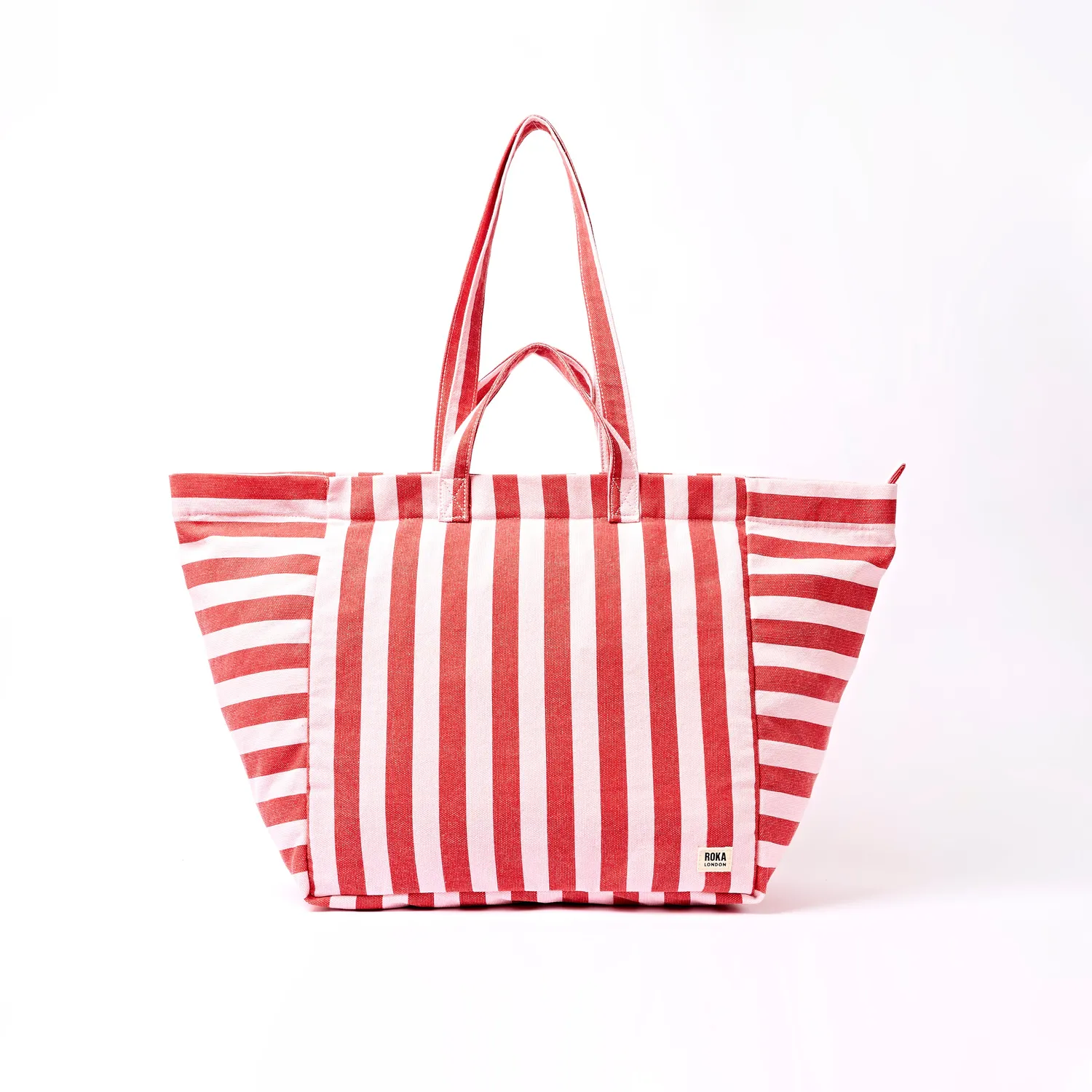 Roka London Marylebone tote bag Strawberry Stripe Large 43 liter