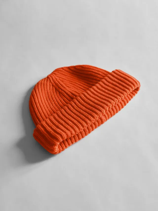 Ölend Beanie hue coral økologisk bomuld