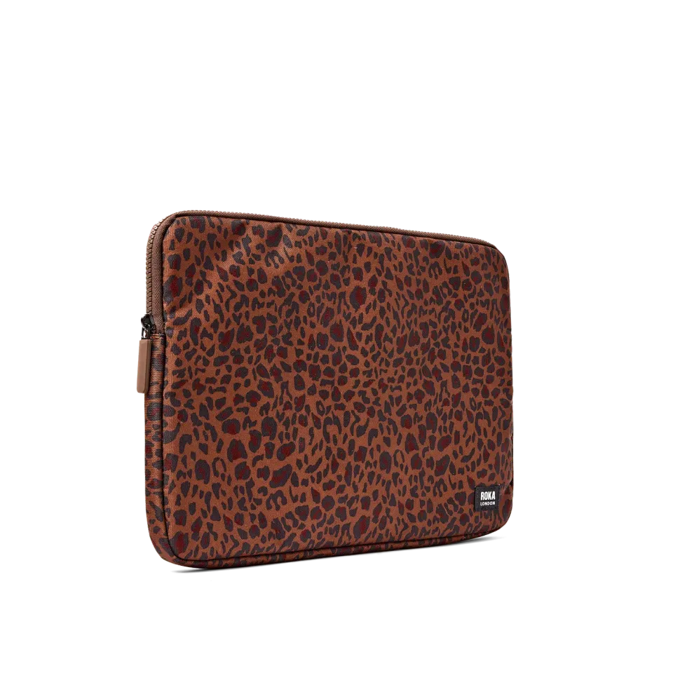 Roka London Brick Lane laptop sleeve 14" mini leopard