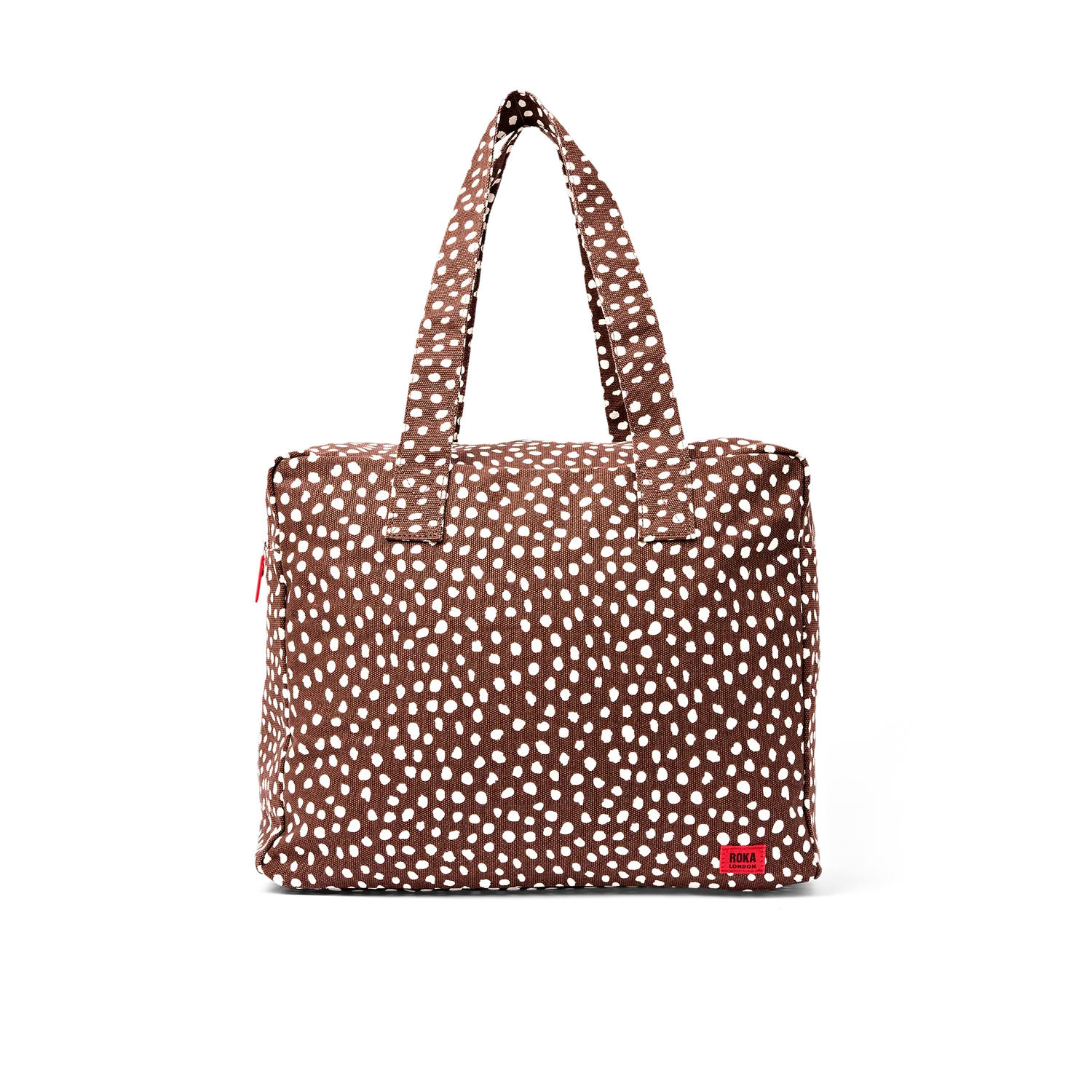 Roka London Sloane Medium skuldertaske Brown Spot laptop