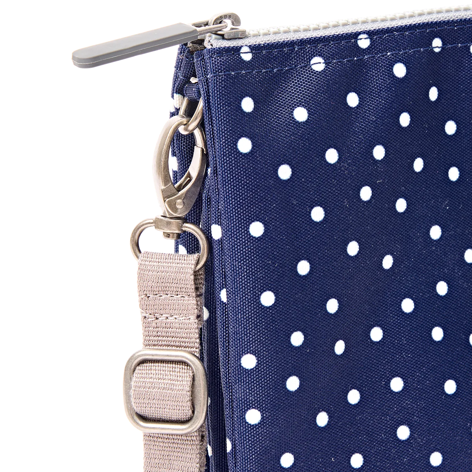 Roka London Carnaby crossbody taske XL Navy Polka Dot