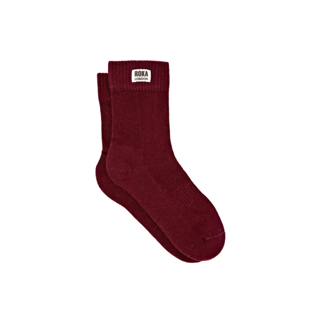 Roka London Wimbledon crew strømper blomme 36-42 bomuld